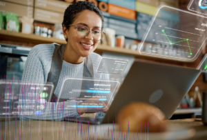 a restaurant operator searching online for solutions for foodservice success