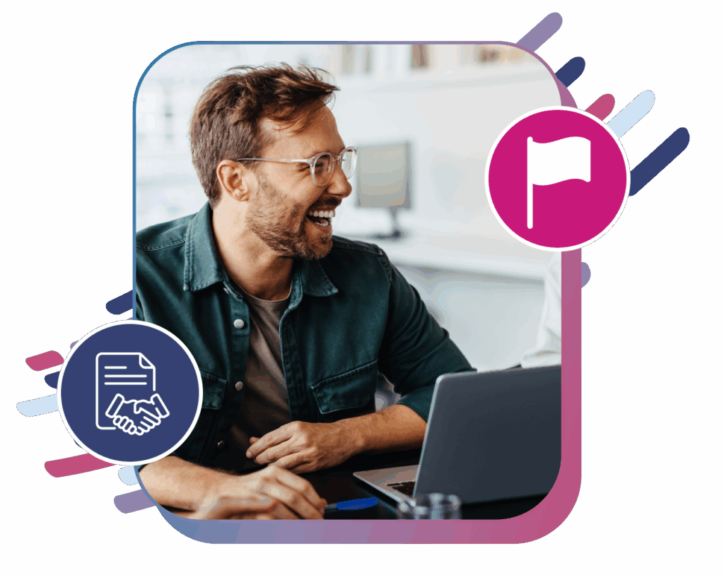 Man smiling with laptop