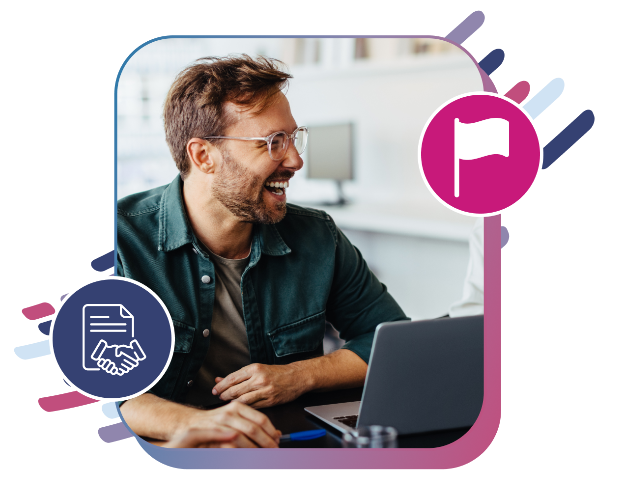 Man smiling with laptop
